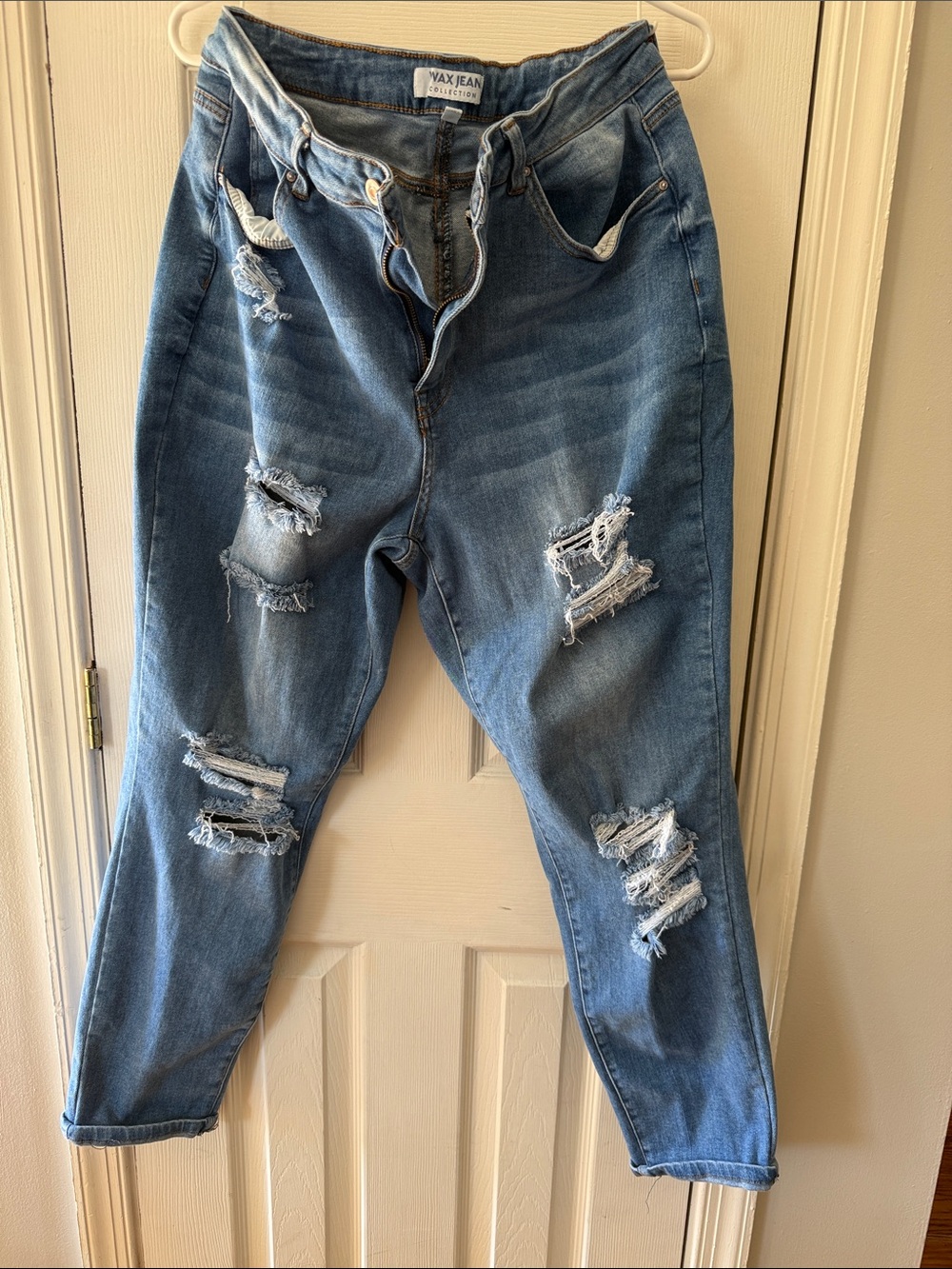 Wax Jean Distressed Light Blue Boyfriend Jeans